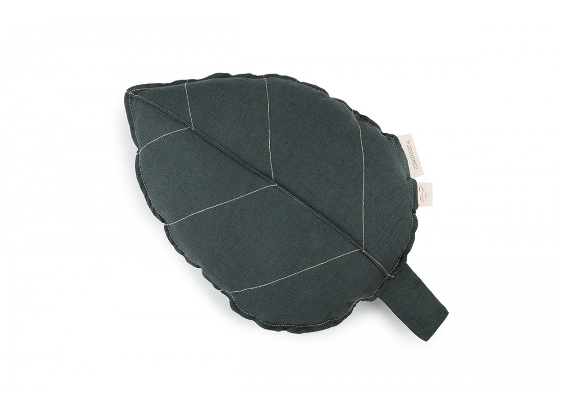 Nobodinoz Kissen Leaf Lin Français Green Blue