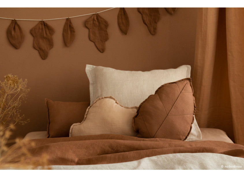 Nobodinoz Kissen Leaf Lin Français Noisette