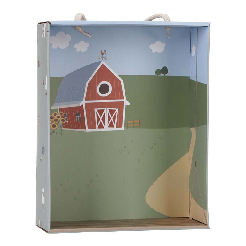 Schachtel Kuschelpuppe Farmer Rosa mit Kuschelschaf – 35 cm