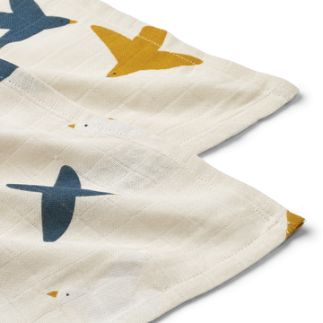 Lewis Baumwollmusselin Tuch 2er Pack - Birds Sea Shell