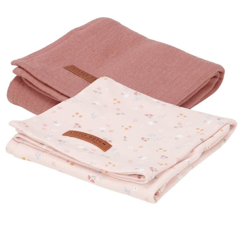Swaddle-Set Pure Pink / Little Pink Flowers 70x70cm