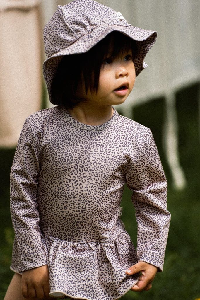 Bonnet de bain anti-UV Kids - Charcoal Little Leopard