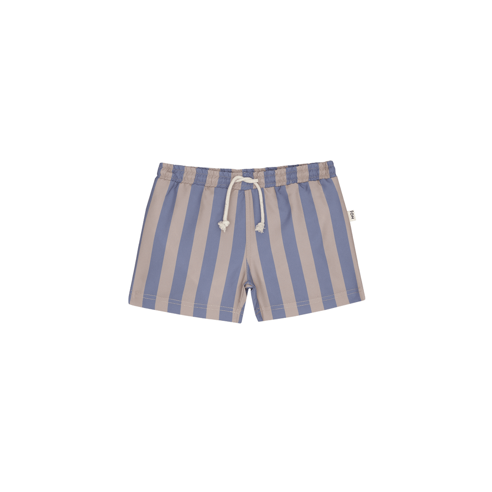 Short de bain enfant tissé - Rayures Bleu &amp; Sésame