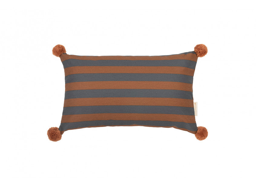 Nobodinoz Coussin Majestic rectangulaire • blue brown stripes