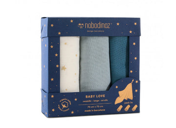 Nobodinoz Swaddles 3-er Pack - Baby Love Blue